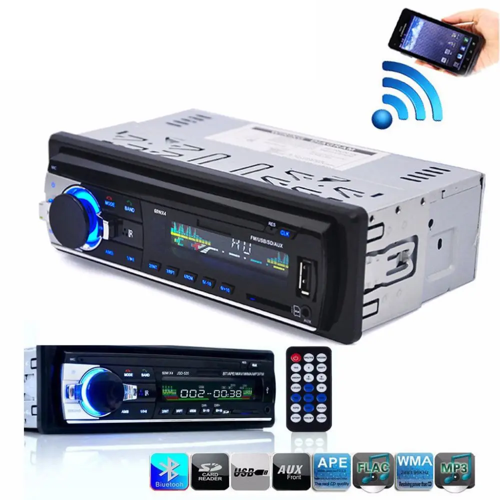 Bluetooth стерео аудио в-тире FM MP3 радио плеер с AUX-IN SD USB DC 12V MP3WMA автомобиль радио плеер