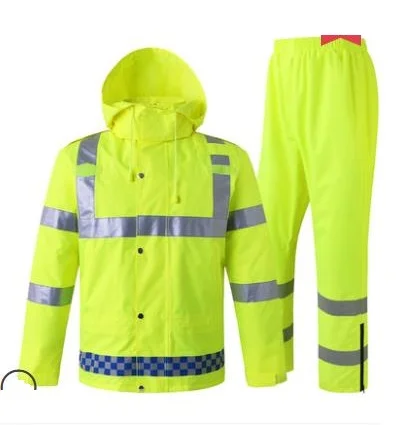 Top and Pant Удлиненный плащ из ткани Оксфорд с длинными рукавами, предупреждающий, светоотражающий, водонепроницаемый, тёплые комбинезоны, много карманов для печати - Цвет: Top and Pant