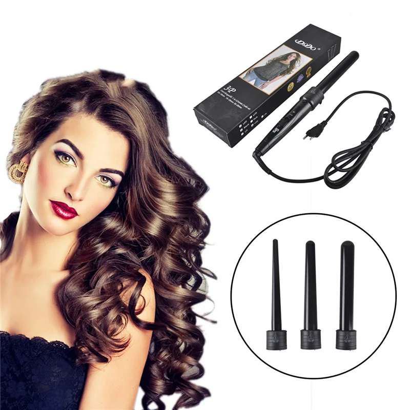 Professional Curling Wand Interchangeable 3 Parts Clip Iron Tourmaline Ceramic Package Hair Curler Set Styling Tools Kits | Красота и