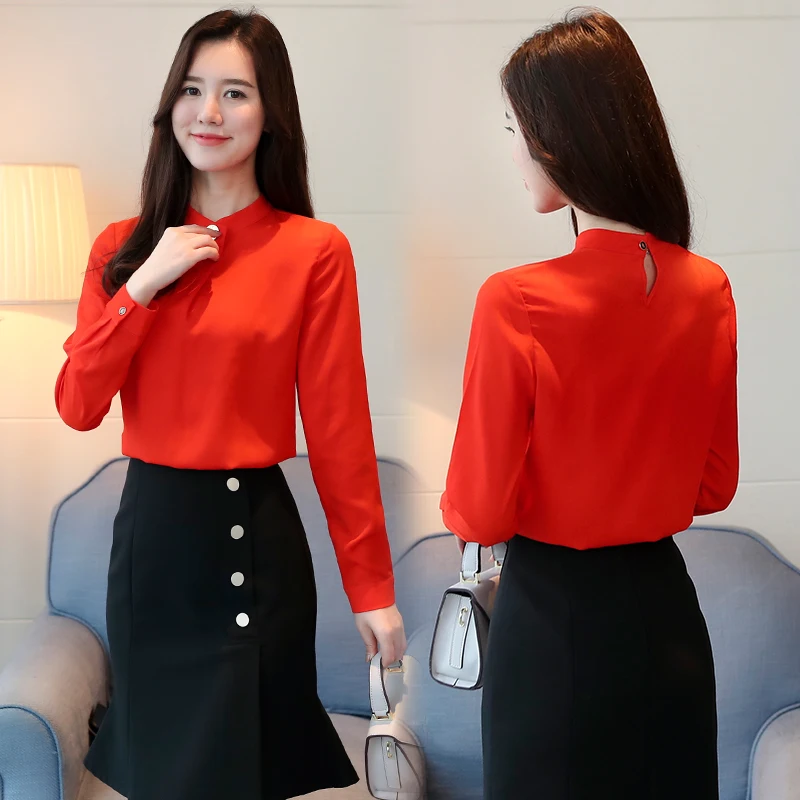 Блузка женская 2021 весна осень блузка с длинным рукавом рубашки модная шифоновая