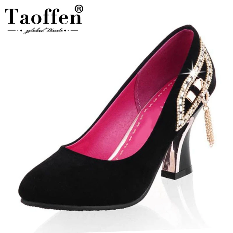 Женские повседневные туфли-лодочки Taoffen туфли из флока на толстом каблуке без