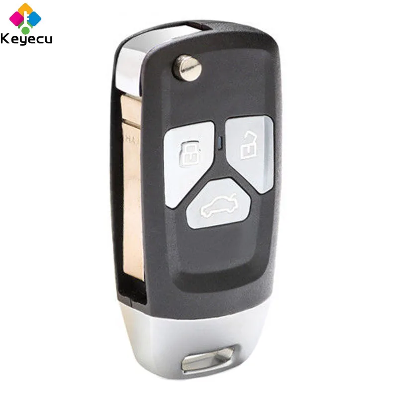 KEYECU Upgraded Keyless Entry Flip Remote Car Key - 3 Buttons 433MHz ID48 Chip FOB for Audi A3 A4 1999-2002 P/N: 4D0 837 231 A | Автомобили
