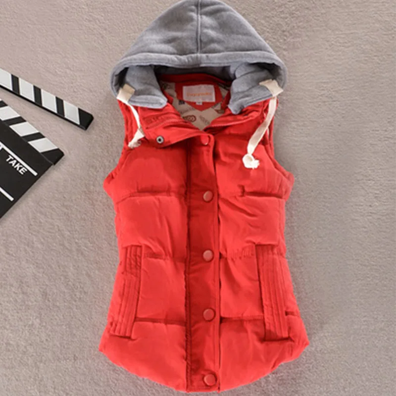 2019 Solid color Korean version Jacket Down Cotton jacket Winter Women Vest Thickening Hooded Waistcoat Coat Female cc71 | Женская