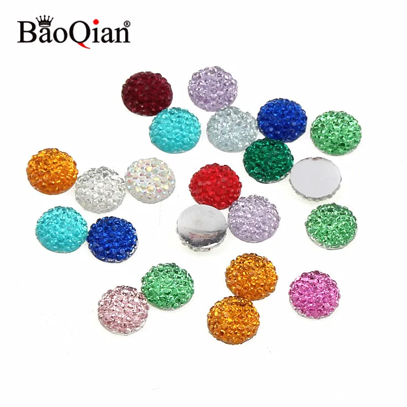 100 шт. 10 мм цветные блестящие полимерные украшения круглые бусины кабошоны для