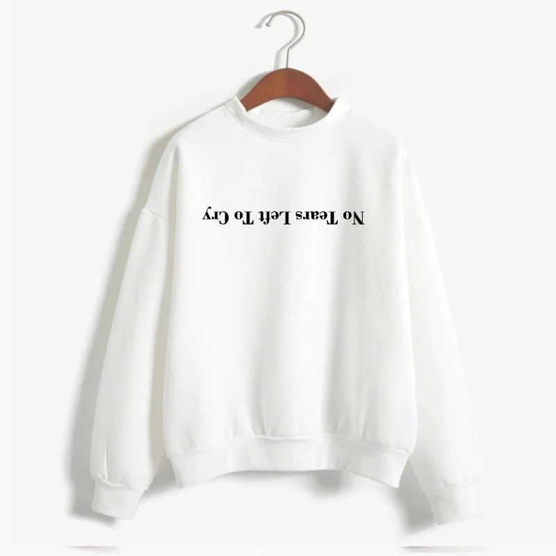 Ariana Grande, толстовка, без слез, для плача, женская, с принтом, Harajuku God Is A Woman, толстовки, пуловер, Cewneck, Теплые Топы - Цвет: Белый