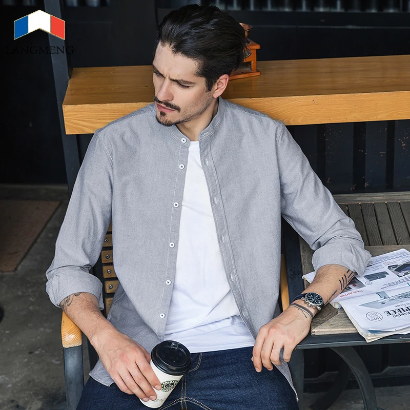 LANG для мужчин G новый бренд Мужская Повседневная рубашка с длинным рукавом