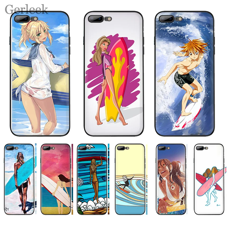 Чехол для телефона Surf Art Girl Ультратонкий чехол с мультяшным рисунком iPhone 6 6S 5 5S SE XR