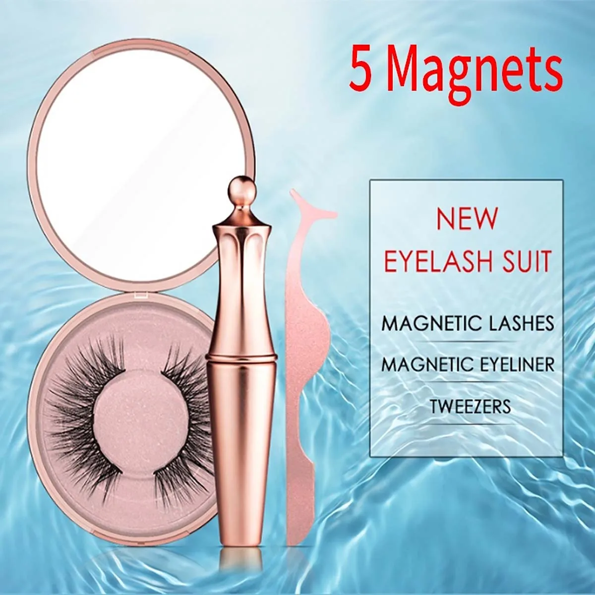 5 Magnetic Eyelashes natural False Eyelashes Magnet Lashes Magnetic Liquid Eyeliner& Magnetic False Eyelashes& Tweezer Set