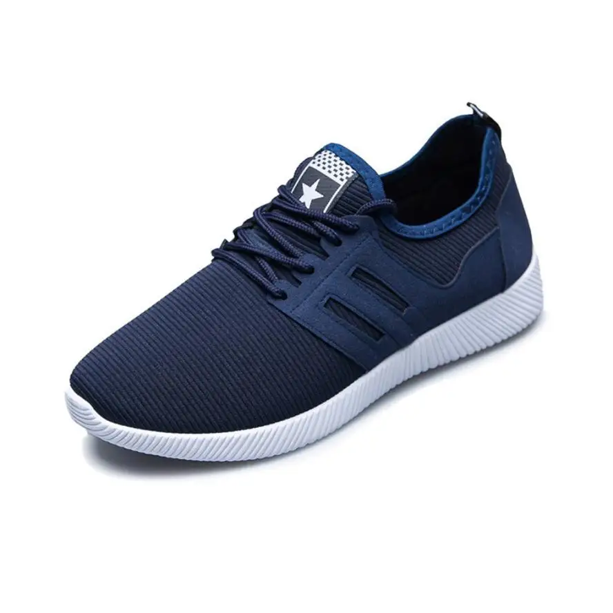 Blue Summer Mesh Men's Sneakers Breathable Running Shoes Men Simple Style Sports Shoes Trainers Running Shoes for Male - Color: Blue