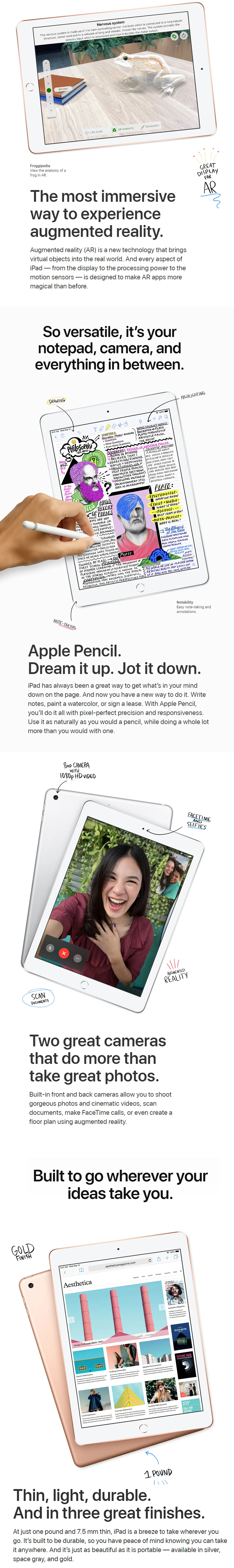 PanTong Apple iPad модель 9,7 дюймов дисплей смарт планшетный компьютер 128G поддержка Apple Pencil Apple авторизованный онлайн продавец