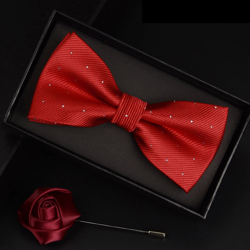 

New 2019 High Quality Designer Brand Bow Tie Men for Men Floral Fashion Wedding Groom Business Bowtie Red Black with Gift Box