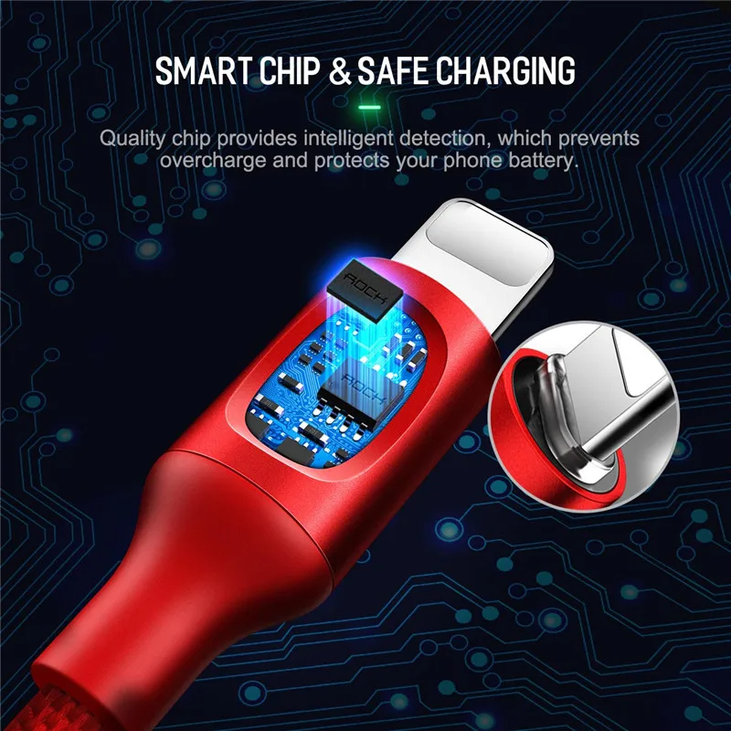 Рок обновлен автоматическое отключение USB кабель для iPhone X 8 7 2.1A свет быстрая