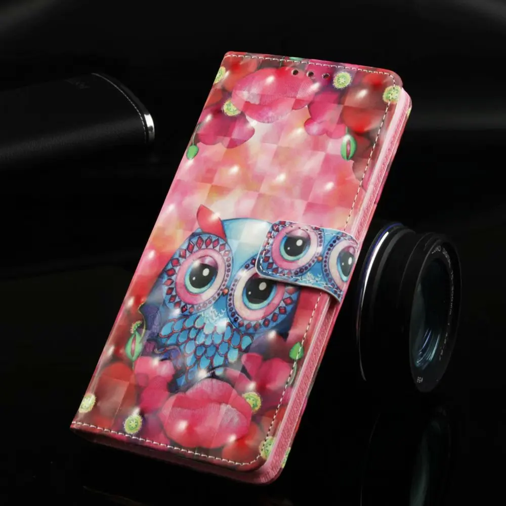 Чехол книжка из искусственной кожи с рисунком бабочки совы для Samsung Galaxy S10 S9 S8 Plus A5