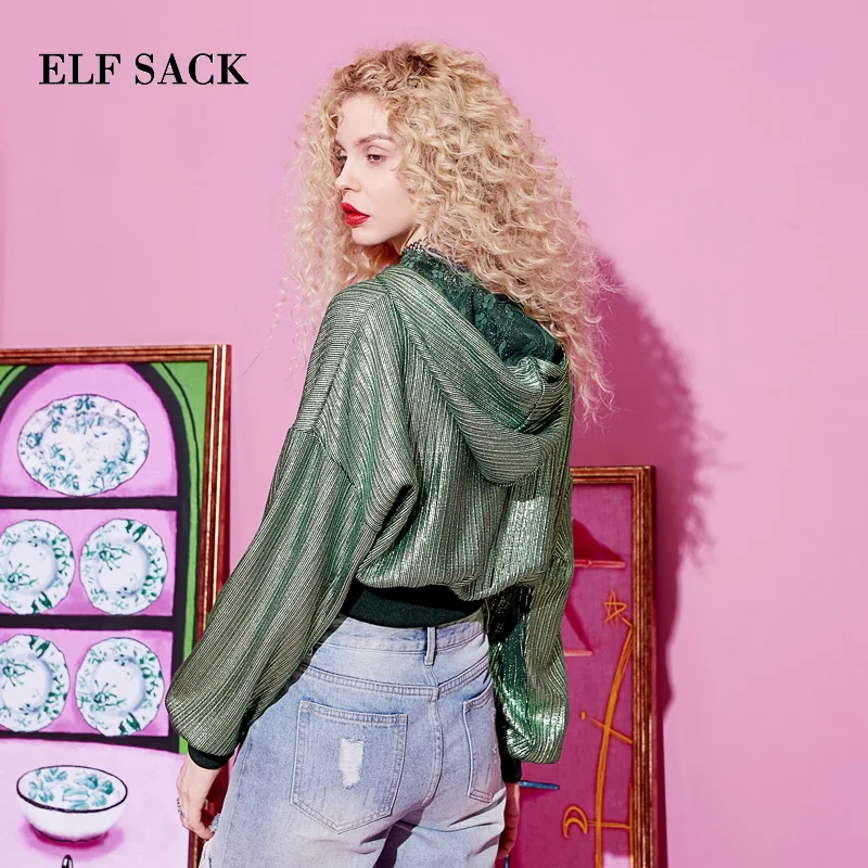 Женский свитер с капюшоном ELF SACK однотонный Повседневный оверсайз на весну