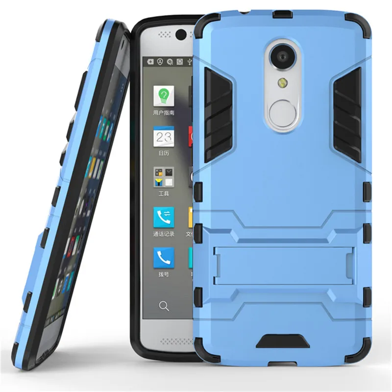 ZTE Axon 7 Mini Case Plastic + Soft Silicone Rubber Armor Stand Full Cover For Axon7 Funda Coque With Phone Holder |