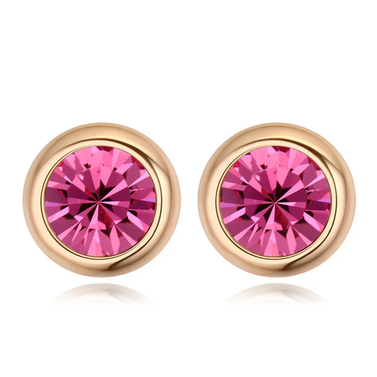 BAFFIN оригинальные серьги-гвоздики с круглыми кристаллами от Swarovski для женщин, вечерние аксессуары, подвески золотого цвета, свадебные украшения - Окраска металла: Rose