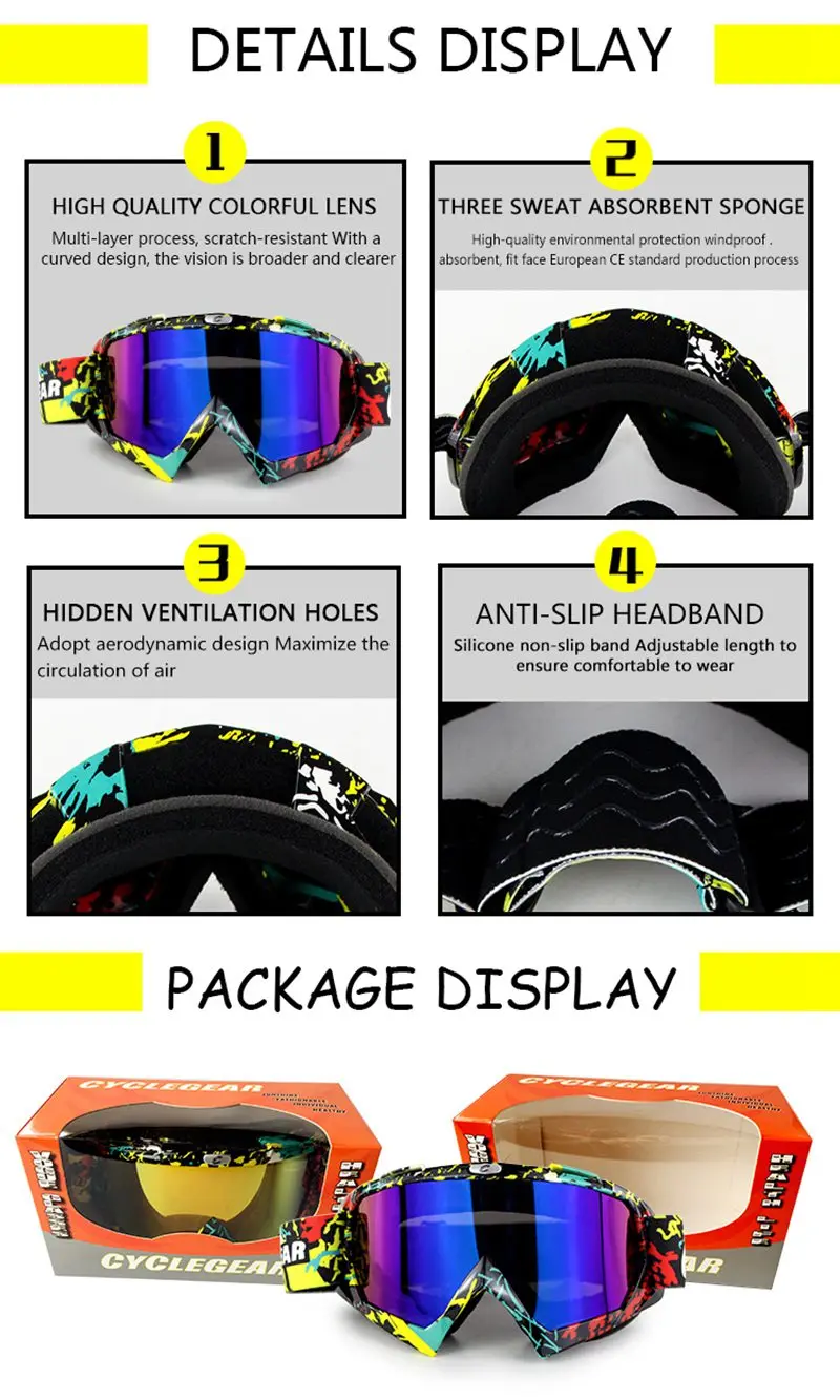 Cyclegear мотоциклетные очки для верховой езды анти-УФ Мотор велосипед Gafas анти-ветер очки для мотокросса CG11