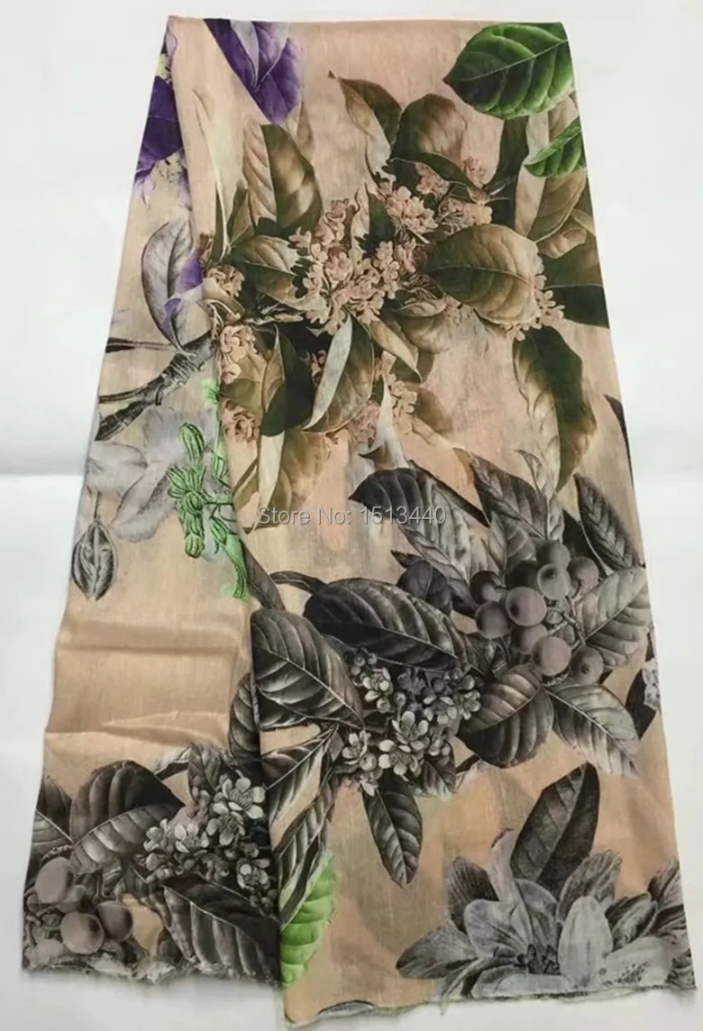 4.5meters! NSL71210-7 lovely pattern printed chiffon lace fabric high quality African 100% silk for lady dress | Дом и сад