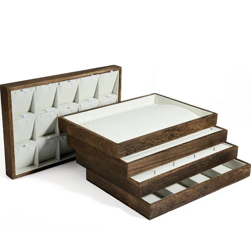 Поднос из цельной древесины флисовый поднос для демонстрации ювелирных изделий