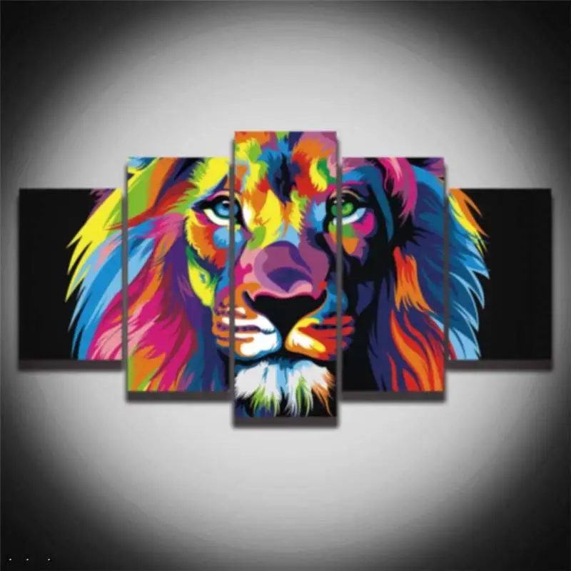 Современная мультяшная картина в рамке с красочным львом животным Картина на
