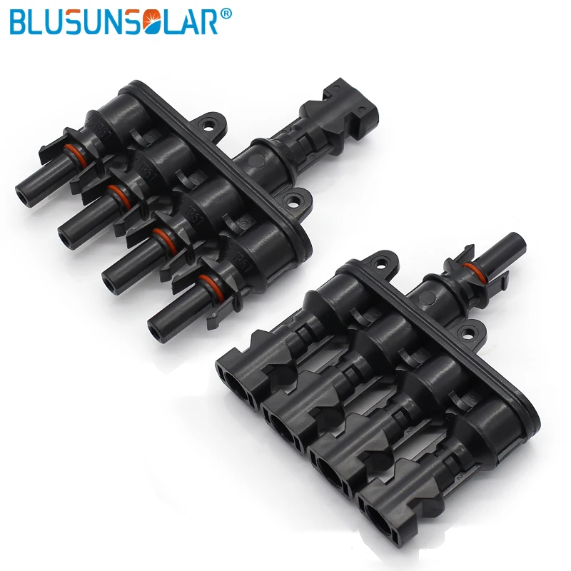 

10 pairs/lot Solar Panel 4 to 1 T Branch Connector 4 in 1 Male and Female Solar PV Cable Connectors Coupler Combiner