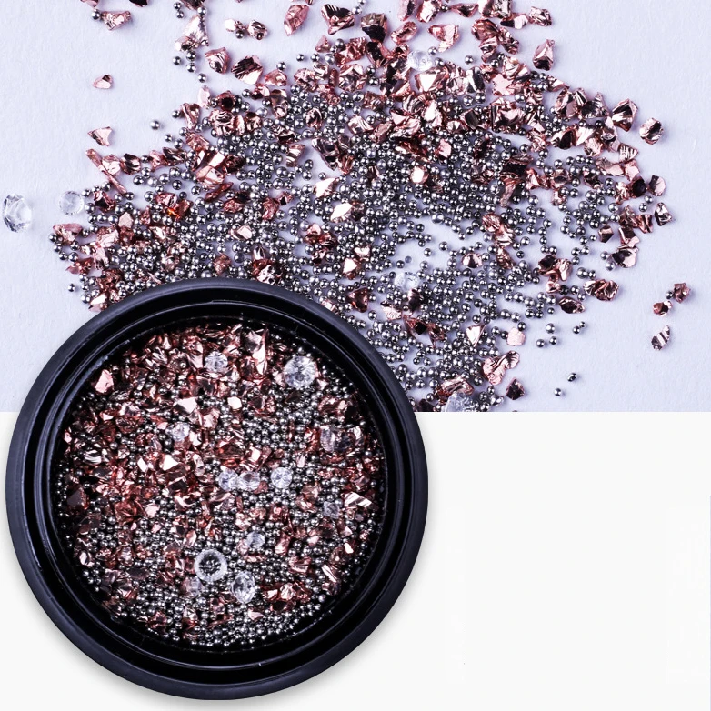 

1 Box Mix Multicolor Small Irregular Nail Art Stone Metal Silver Beads Nail Art Decor Manicure Accessories DIY Nail Studs