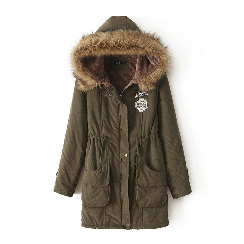 Зимняя куртка для женщин с капюшоном Толстая теплая шерстяная подкладка меховой