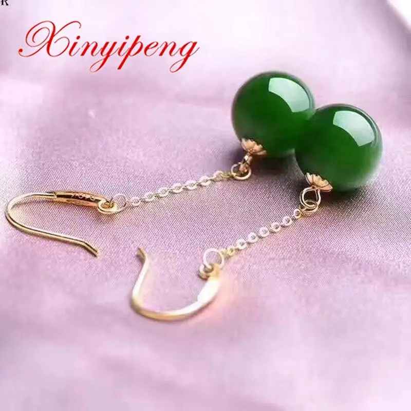 Женские серьги Xin yi peng из 18-каратного желтого золота с инкрустированным
