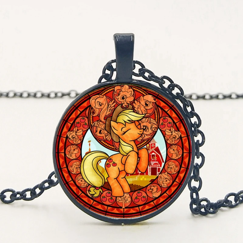 1 My Little Horse Baoli Poni ожерелье принцессы Радуга лошадь искусство Круглое Стеклянное изображение девочки дети ожерелье мультфильм ювелирные изделия - Окраска металла: 1