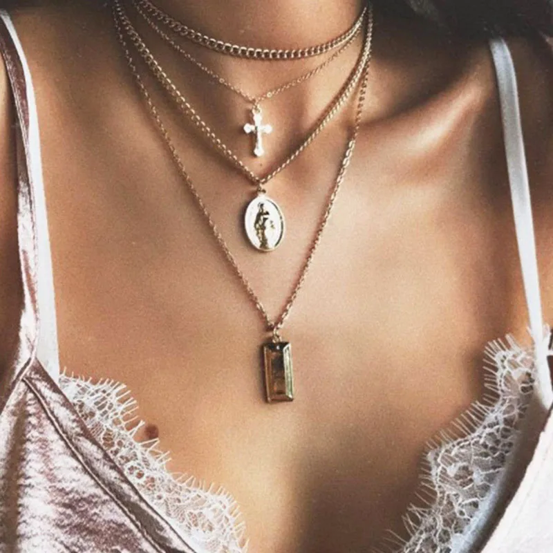 Многослойная религиозная Подвеска &quotИисус&quot крест ожерелье женская