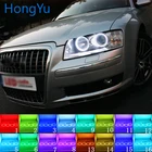 Аксессуары для Audi A8 S8 2004 2005 2006 - 2009 фары разноцветные RGB светодиодсветодиодный ангельские глазки Halo Ring Eye DRL RF пульт дистанционного управления