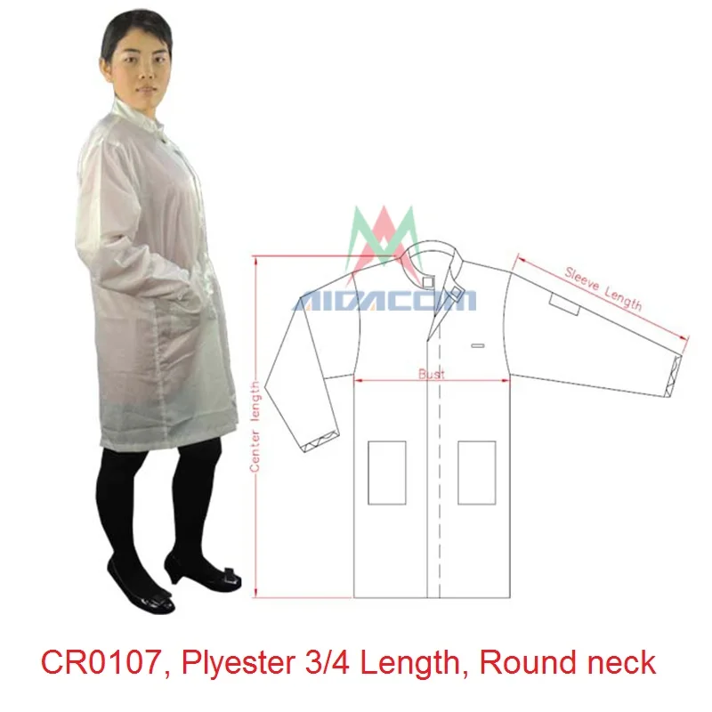 CR0107 Round collar Антистатические Рабочие Комбинезоны лабораторное пальто хлопок рубашка Поло рубашка безопасности защитный костюм специальная одежда - Цвет: CR0107 Round collar