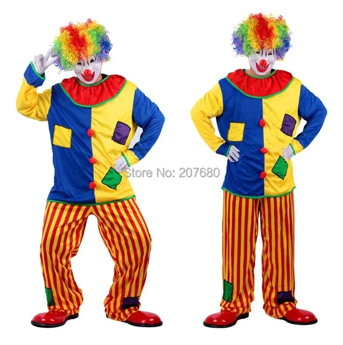 

Cosplay adult party Clown costume including Pants+Clothes+Colorful wig