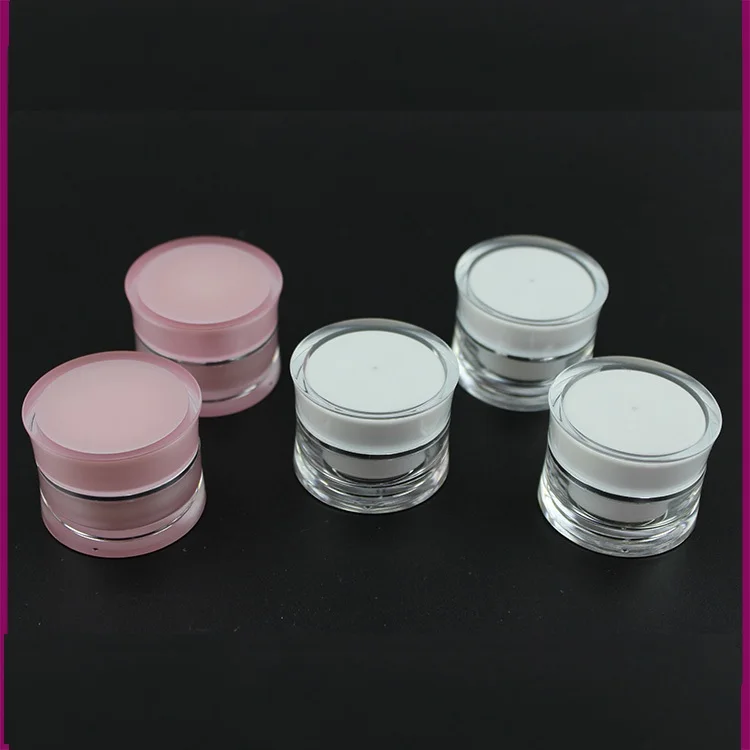 

50pcs Plastic Small Jar Clear Acrylic Cosmetic Cream Container with Screw Cap Lid Small Tiny Bottle for Eye Cream Pink White 5g