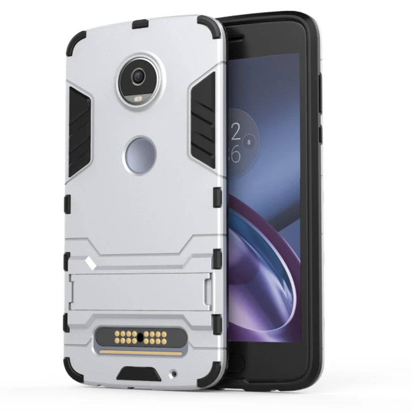 Чехол для Moto G5 G5S Plus, Роскошный Жесткий чехол из поликарбоната+ ТПУ, защитный чехол-подставка для телефона Motorola Moto E5 G6 Plus, чехлы, сумка - Цвет: Silver