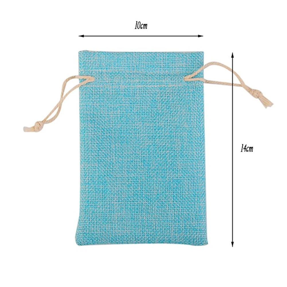 10pcs Multi Usage Linen Drawstring Bags Practical Burlap Pouches Portable Jute Gifts Favor Blue Colorful | Дом и сад