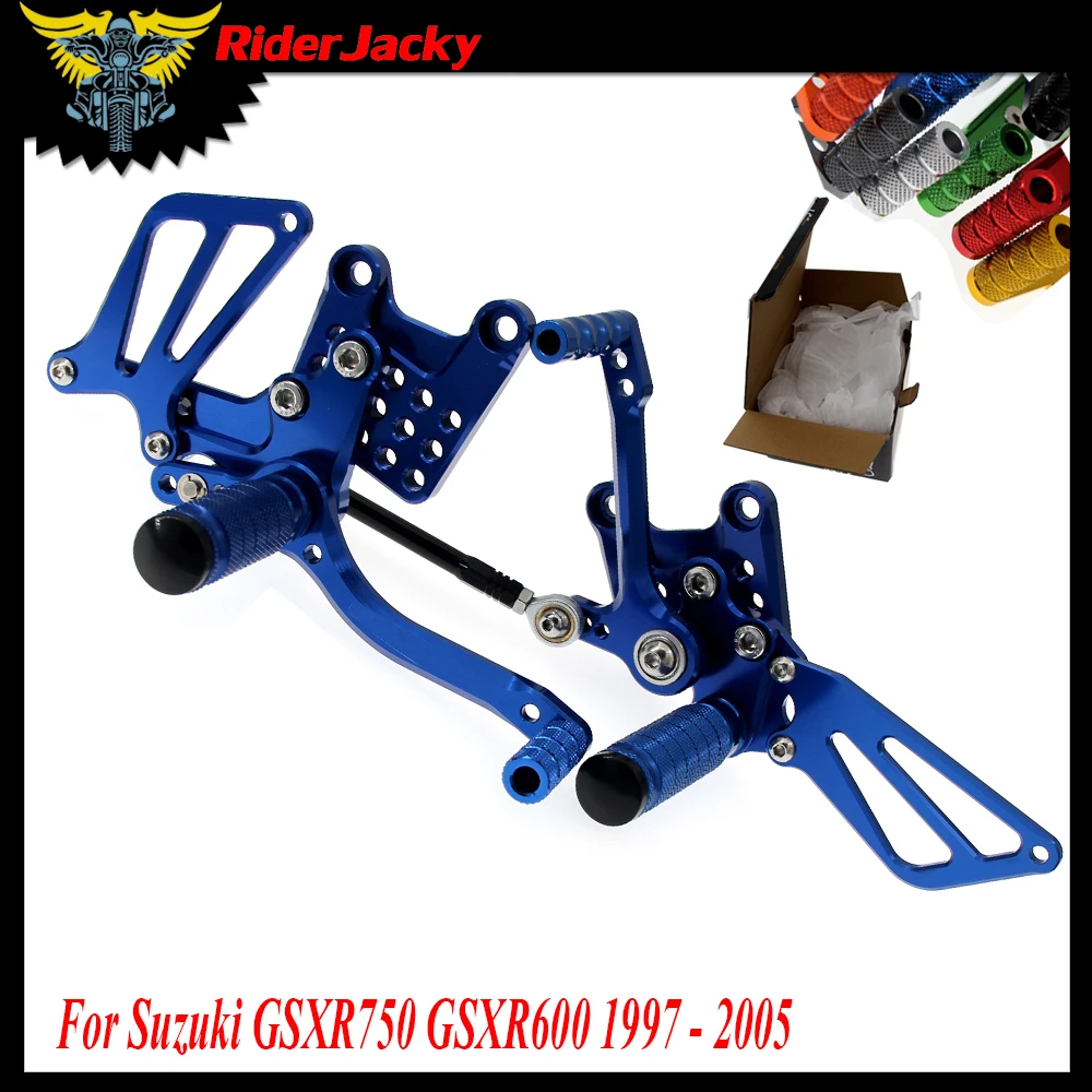 

Motorcycle Adjustable CNC Foot Rest Rearset Foot Pegs Footrest Footpegs Pads Pedals For Suzuki GSXR750 600 1997-2005