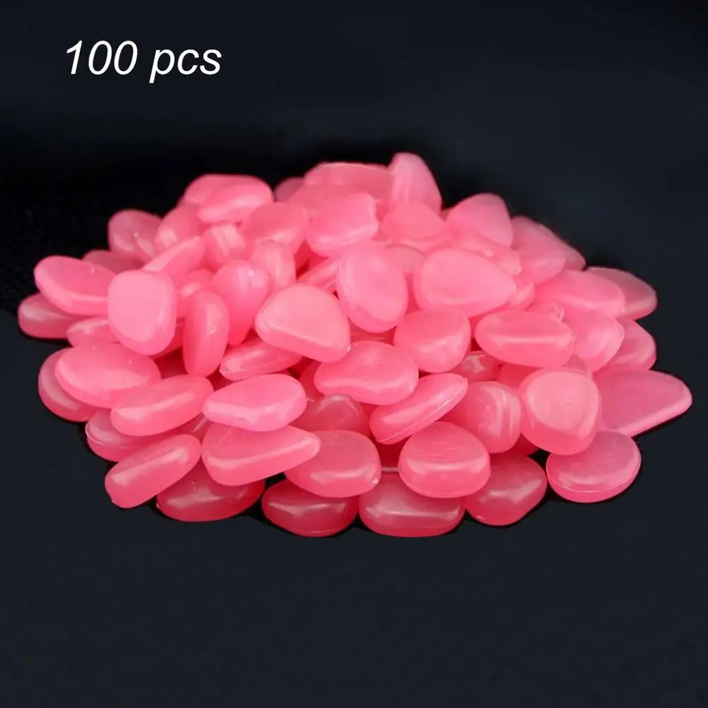 Pink 100 шт. галечные светящиеся камни светящиеся Темный сад Декор дорога открытый аквариум украшения камни аквариум аксессуары свечение 3 часа - Цвет: Pink
