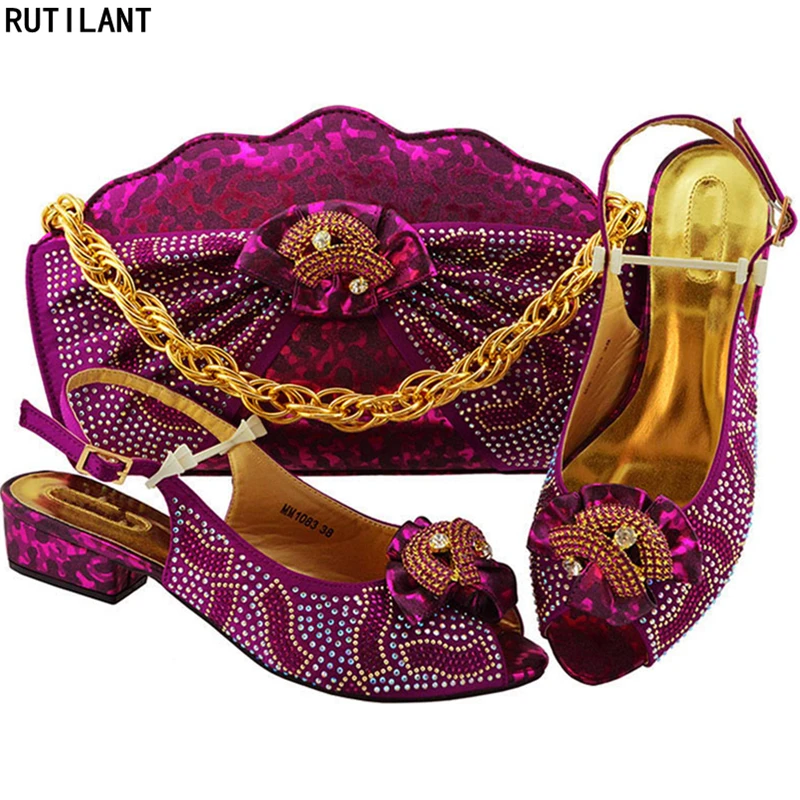 Комплект из обуви и сумки в итальянском стиле Женский Свадебный комплект туфель