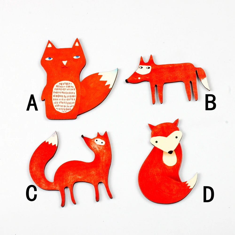 4 шт. Винтажная Коллекция с разным рисунком лисы подвески по дереву для