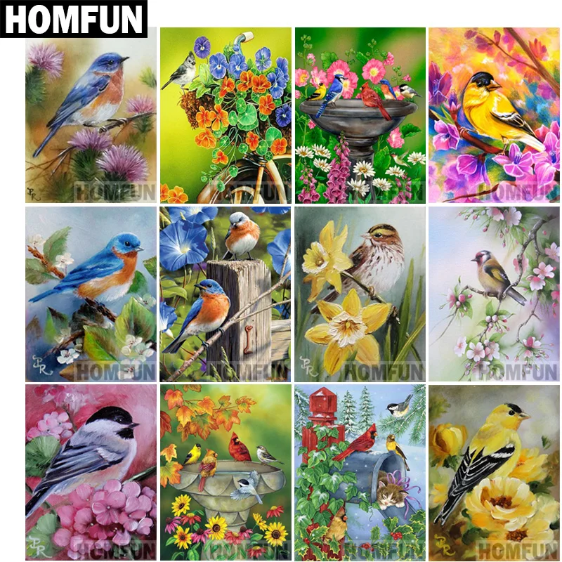 Алмазная живопись HOMFUN A06816 полноразмерная/круглая 5D Вышивка крестиком Птица с