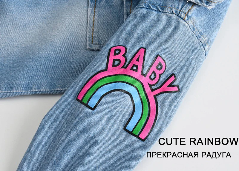 Croal Cherie Kawaii Радуга Pringting Одежда для новорожденных джинсовый комбинезон для маленьких мальчиков и девочек Комбинезон новорожденным комбинезон джинсы