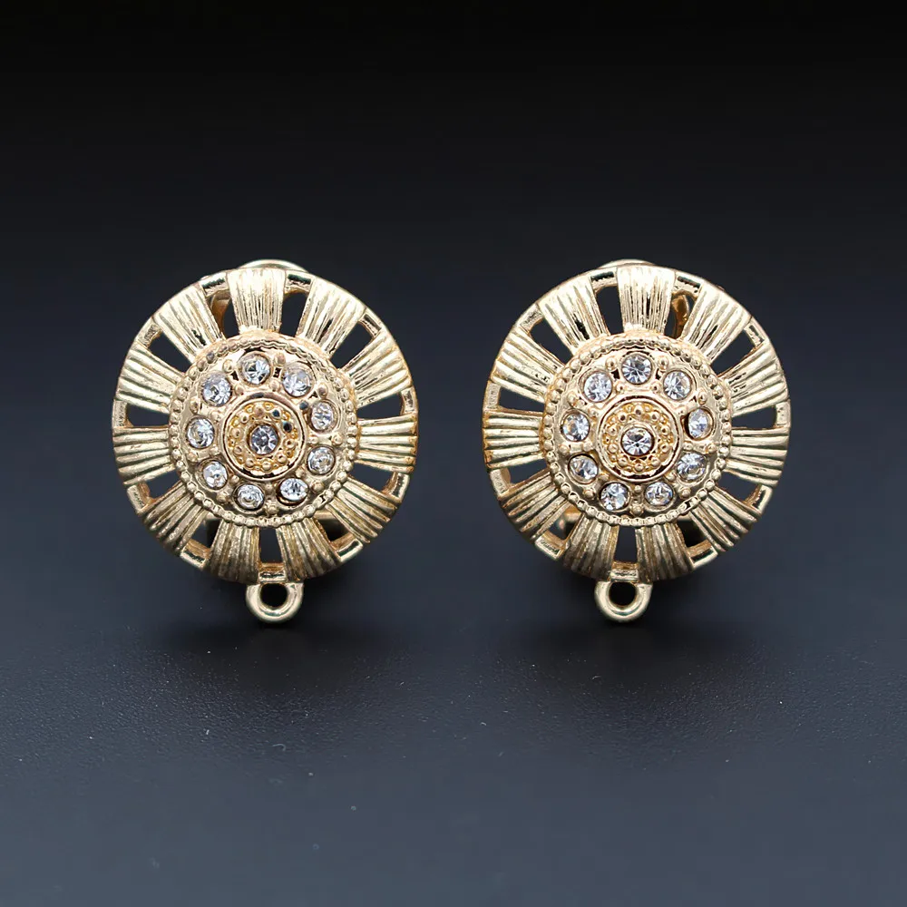 Золотые Серьги Дубай стойка с петлей соединитель филигранная круглая фурнитура