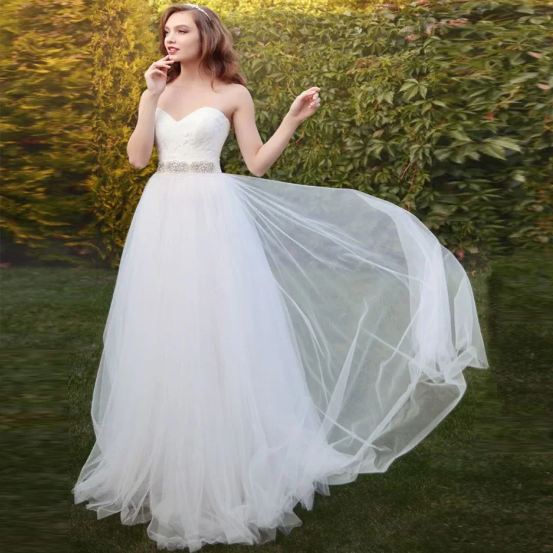 Элегантное Милое Свадебное платье без рукавов Vestido De Noiva Бисероплетение Пояса