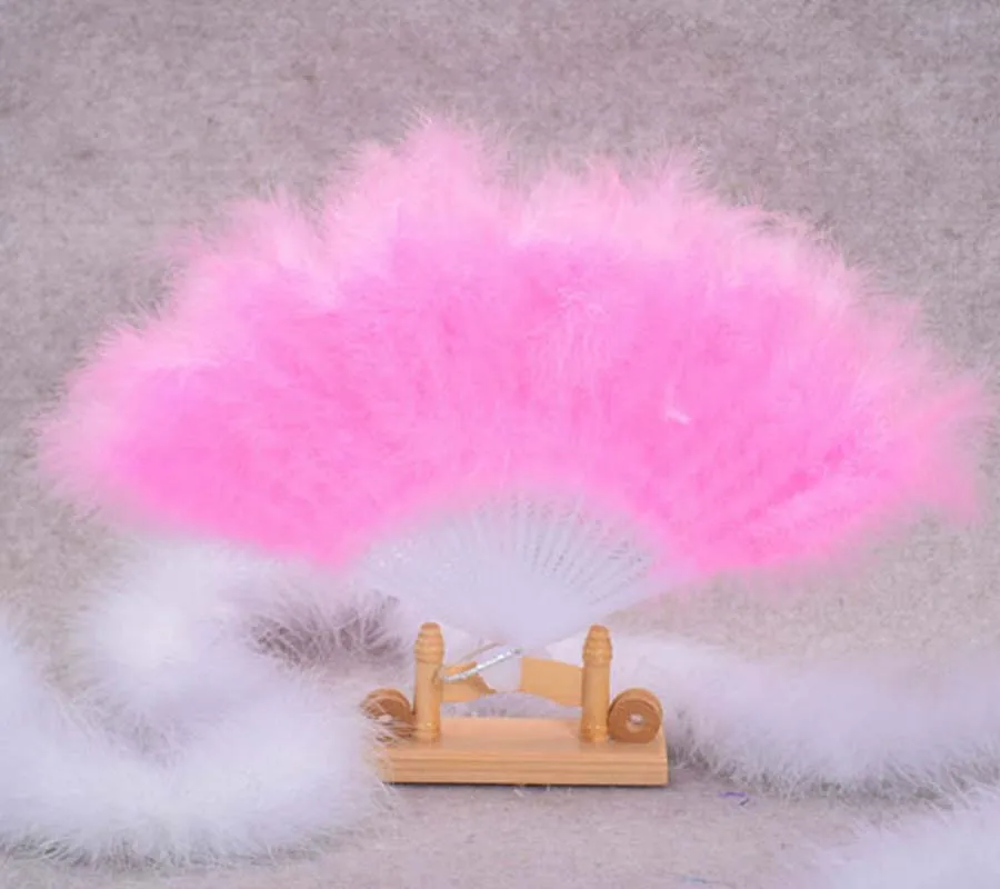 

Vintage Chinese Feather Hand Fan Folding Hand Fans Event Party Wedding 21-staves Christmas Halloween