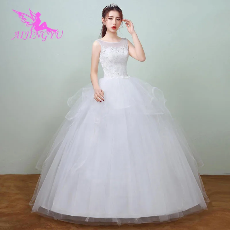

AIJINGYU 2021 ivory Customized new hot selling cheap ball gown lace up back formal bride dresses wedding dress WK368