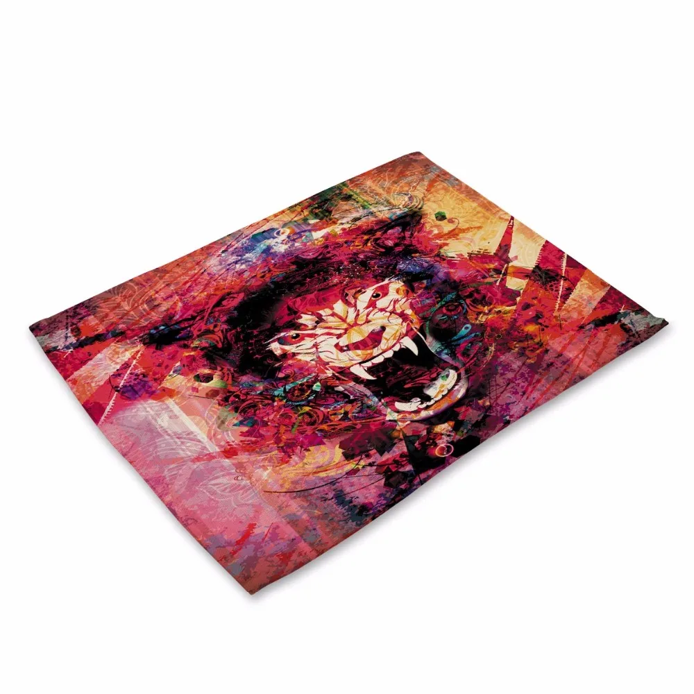 Animal Printing Cotton Table Napkins Polyester Dinner Cloth Hotel For Wedding Party Decoration Tiger Mat | Дом и сад