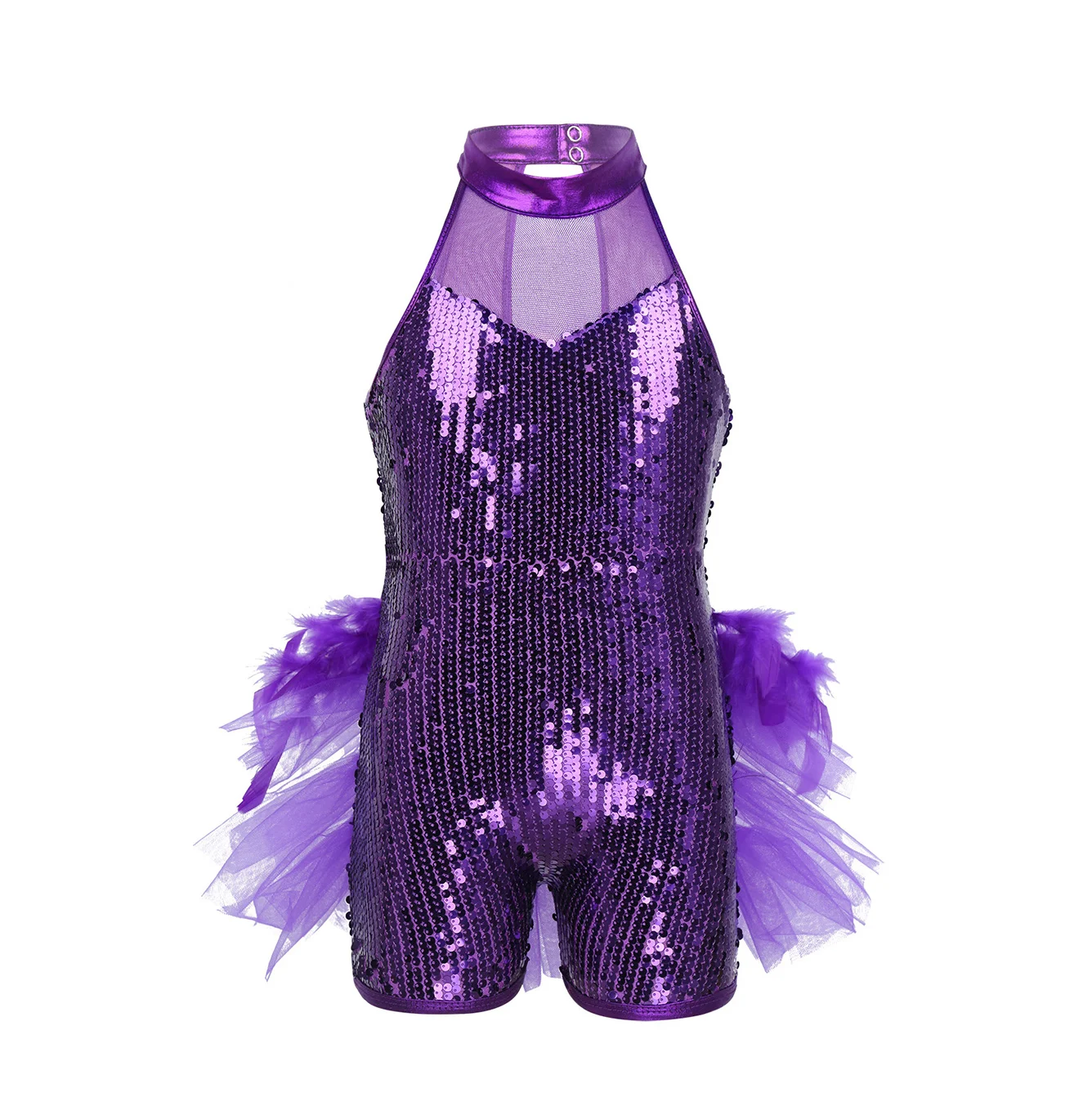 Purple DPOIS танцевальное платье-пачка для джаза, латинского балета для девочек, блестящий современный Лирический костюм с блестками, гимнастическое трико, боди, купальник - Цвет: Purple