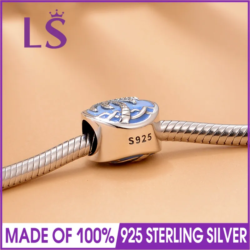 LS Real 925 Sterling Silver Summer Collection Beach Charm Beads Fit Original European Brand Bracelet Authentic DIY Jewelry Gift | Украшения