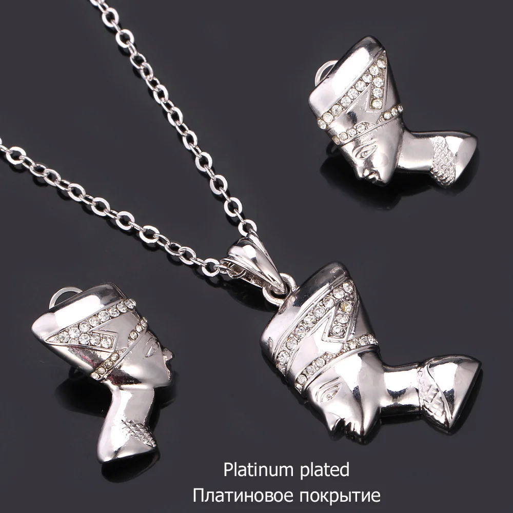 U7 Позолоченные Стразы Египет Королева Ожерелье Серьги Комплект Ювелирных